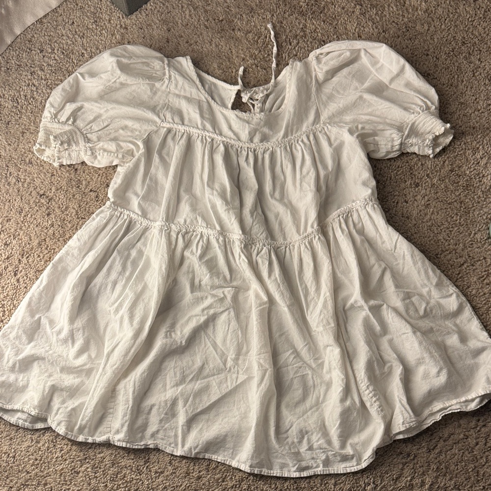 Free People White Puff Sleeve Dress